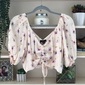 AFRM PINK Floral Crop Top